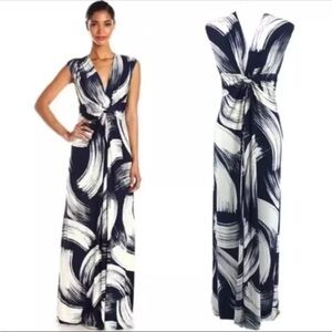 ELIZA J BRUSHSTROKE PRINT JERSEY MAXI DRESS 6